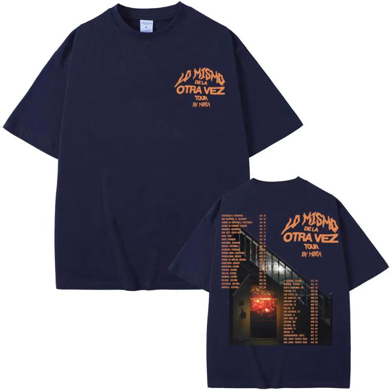 Lo Mismo Dela Otra Vez 2025 Tour Print TShirts Mora Album Unisex Women Hip Hop T Shirt Fashion Breathable Cotton Oversized Tshirt