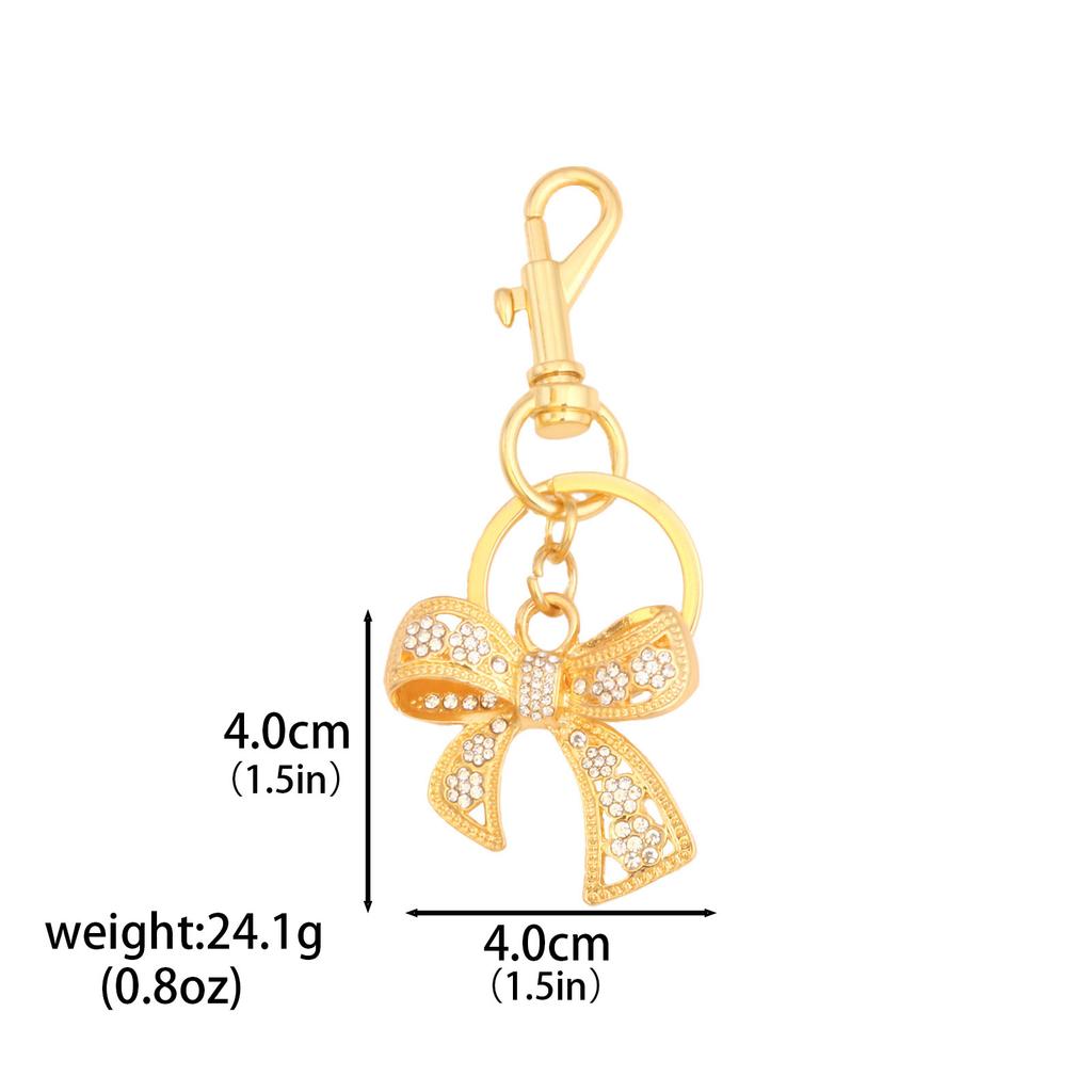 Full Rhinestone Bowknot Y2K Keychains for Women Bag Charm Pendant Car Keyrings Creative Letter D Key Chains Fashion Key Rings