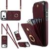 For iPhone 17 Pro Max Case RFID Blocking Card Bag Leather + TPU Crossbody Phone Cover with Ring Kickstand
