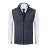 Мужской осенне-зимний жилет, пальто с воротником-стойкой, вязаный кардиган на молнии, защита шеи, без рукавов, приталенный крой, теплая повседневная мягкая мужская куртка средней длины