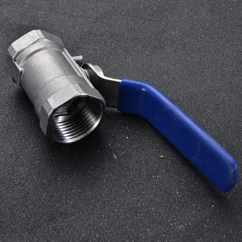Stainless Steel Ball Valve, One-Piece, Female Threaded, Switch Sizes: 1/2", 3/4", 1" (DN15, DN20, DN25).