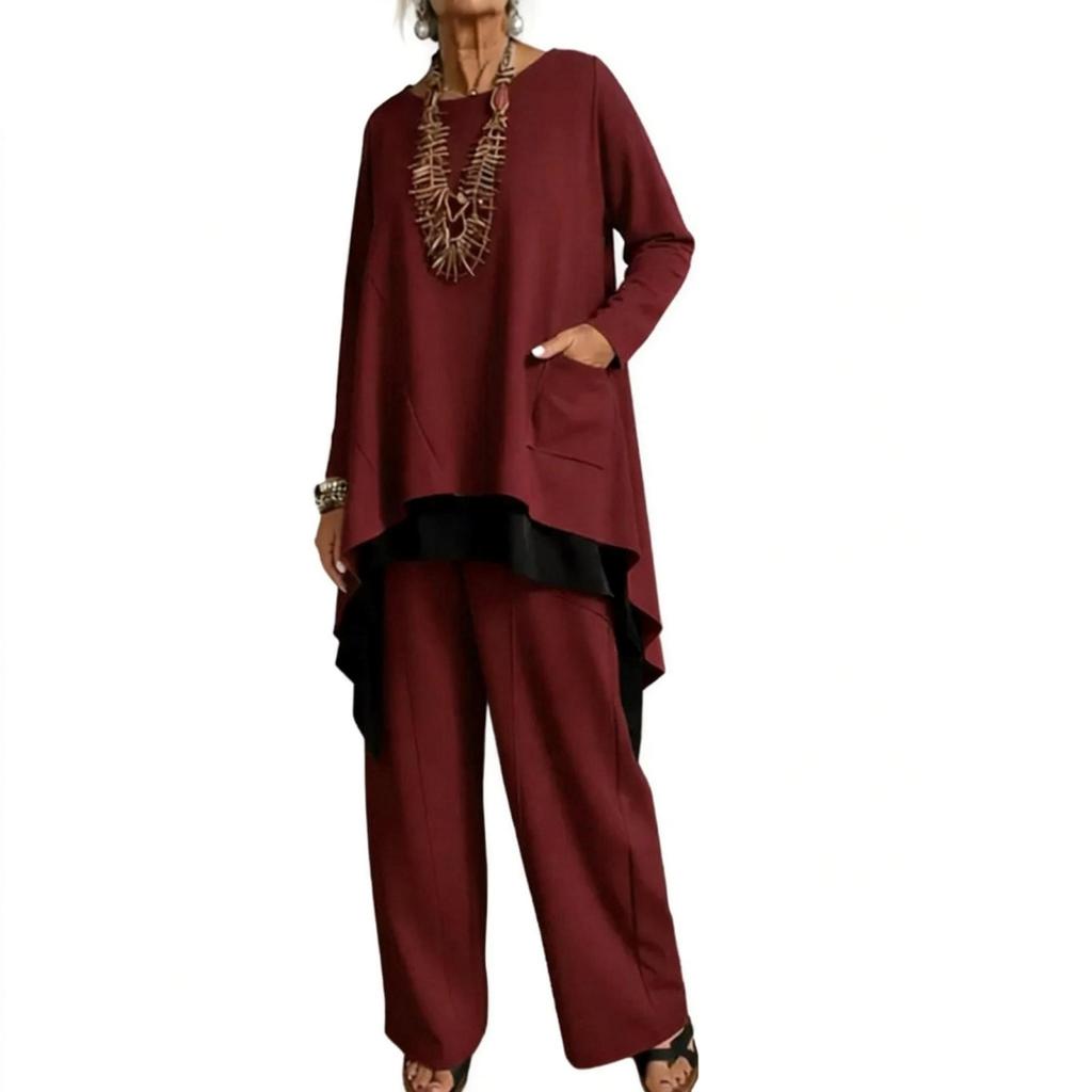 Модный повседневный женский комплект из двух предметов с длинным рукавом