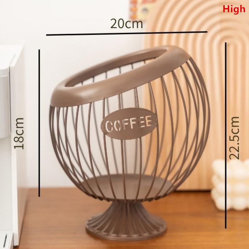 Iron Wire Coffee Pod Holder Large Capacity Basket for Kitchen Countertop Coffee Station Organization