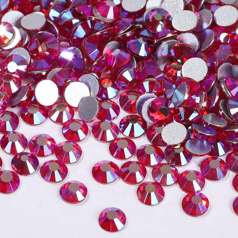 Цветной АБ Хрусталь Плоское Дно Сверло Круглое Сверло для Ногтей Сделай Сам Красочные Украшения для Ногтей