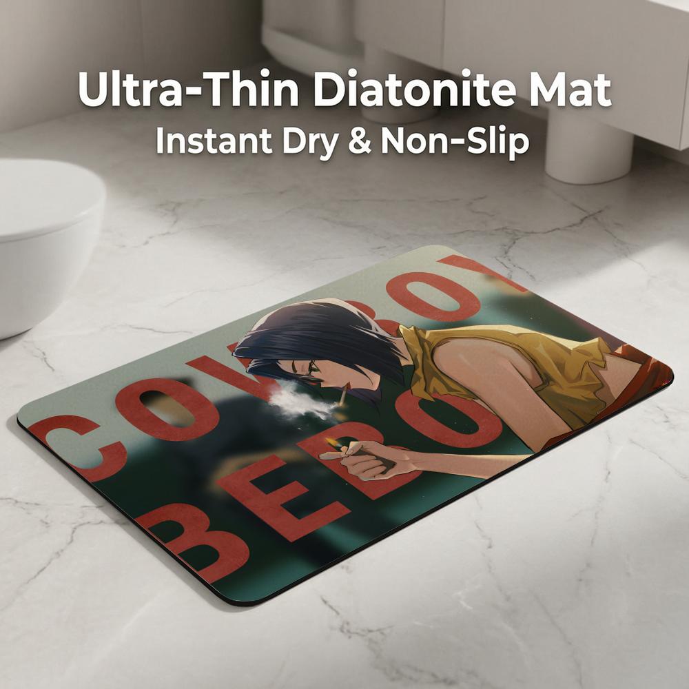 Anime C-Cowboy B-Bebop Floor Mat Diatomite Bath Mat, Quick Dry, Absorbent, Multi-Scene Mat