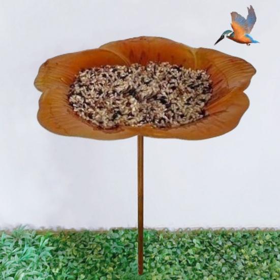 Metal Stake Vivid Flower Design Simple Installation Hummingbird Food Holder Bird Feeder
