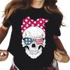 Harajuku Women's T-shirt Fashion Horror Skull Print Personality T-shirt Daily Casual Short Sleeved Unisex Top