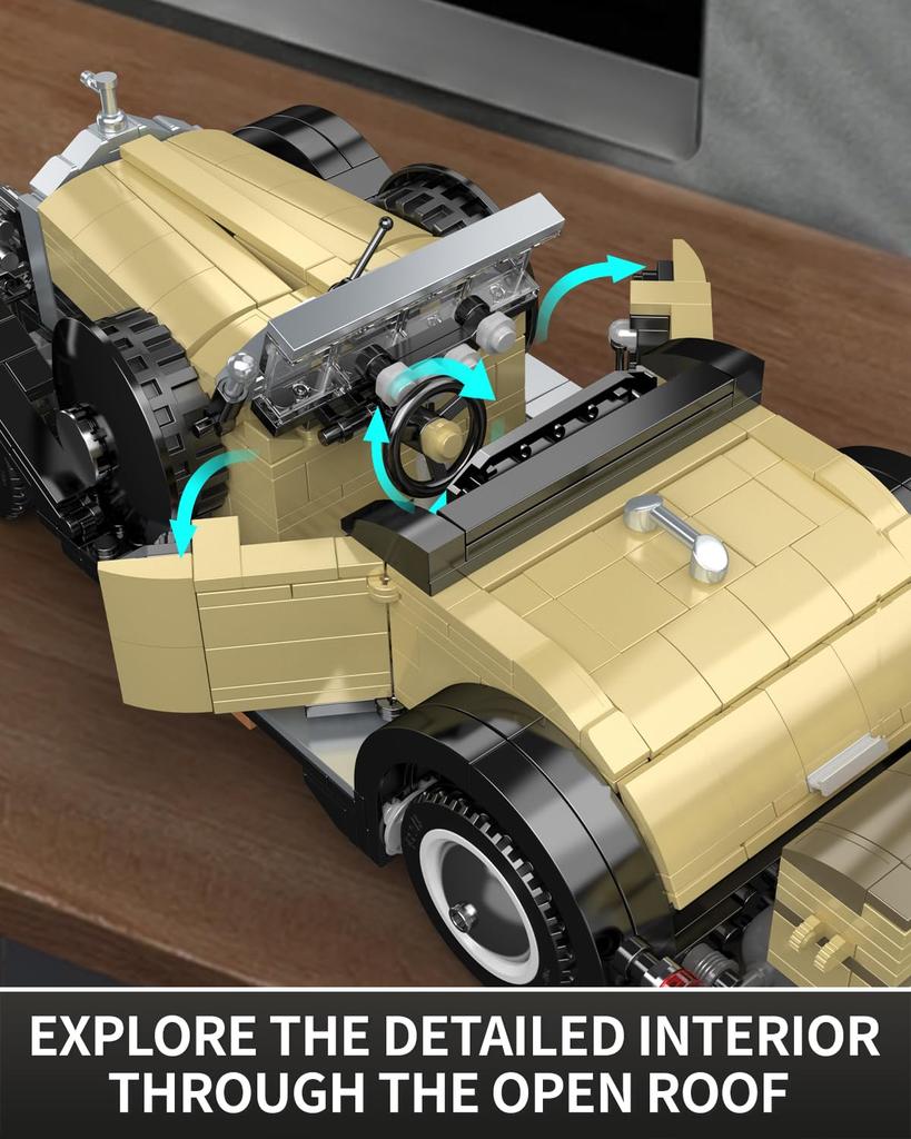 Mould King 10115 Classic Car Building Blocks MOC Retro Car Model Building Blocks a Perfect Gift for Children and Adult Collectors Ages 8 and Up Static