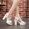 Sandals Women's Summer Thick Heel Thick-soled Water Platform  New Korean Version of Fish Mouth One-word Strap High Heels Chaobai Women's Shoes