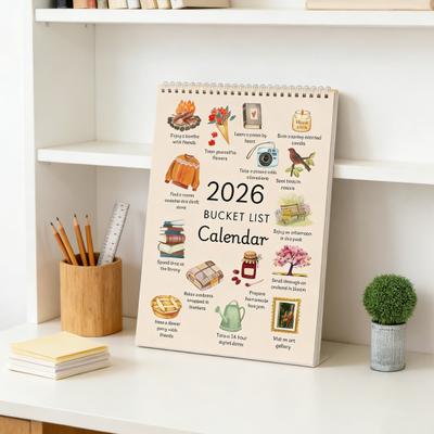 Календарь списка желаний на 2026 год Художественный настенный календарь-планировщик Подвесной месячный календарь Карточка-напоминание о времени для использования дома и в офисе