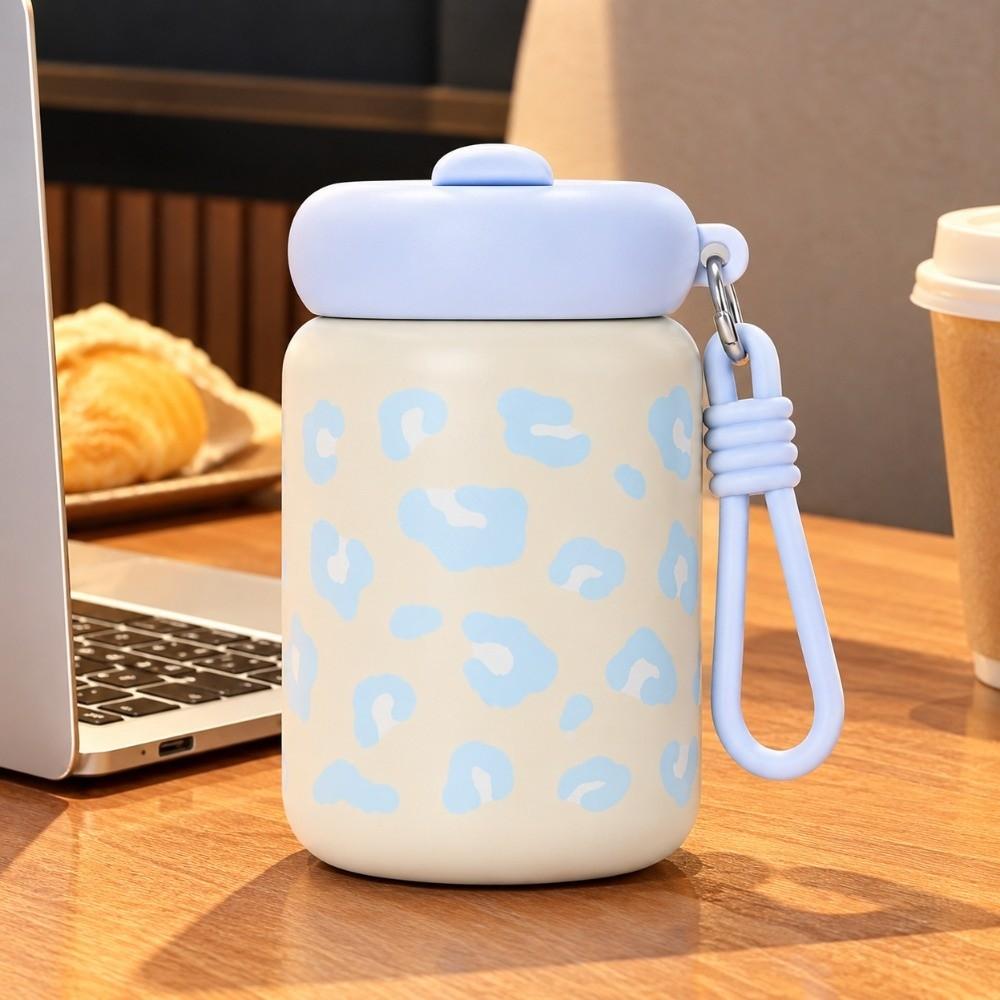 Leopard Print Sippy Coffee Cup 304 Steel Portable Insulated Mug  Office, Students, Etc