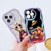 Cute Cartoon Pattern Cream Texture Casing Wavy Edge Soft Silicone Cover Phone Case for Samsung