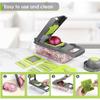 15 Piece Multifunctional Vegetable Chopper Set, Potato Dicer, Grater, Household Vegetable Slicer, Green
