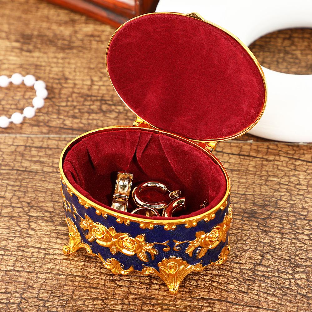 European Rose Jewelry Box, Retro Light Luxury Jewelry Box, Enamel Color Dresser, Metal Storage Box, European