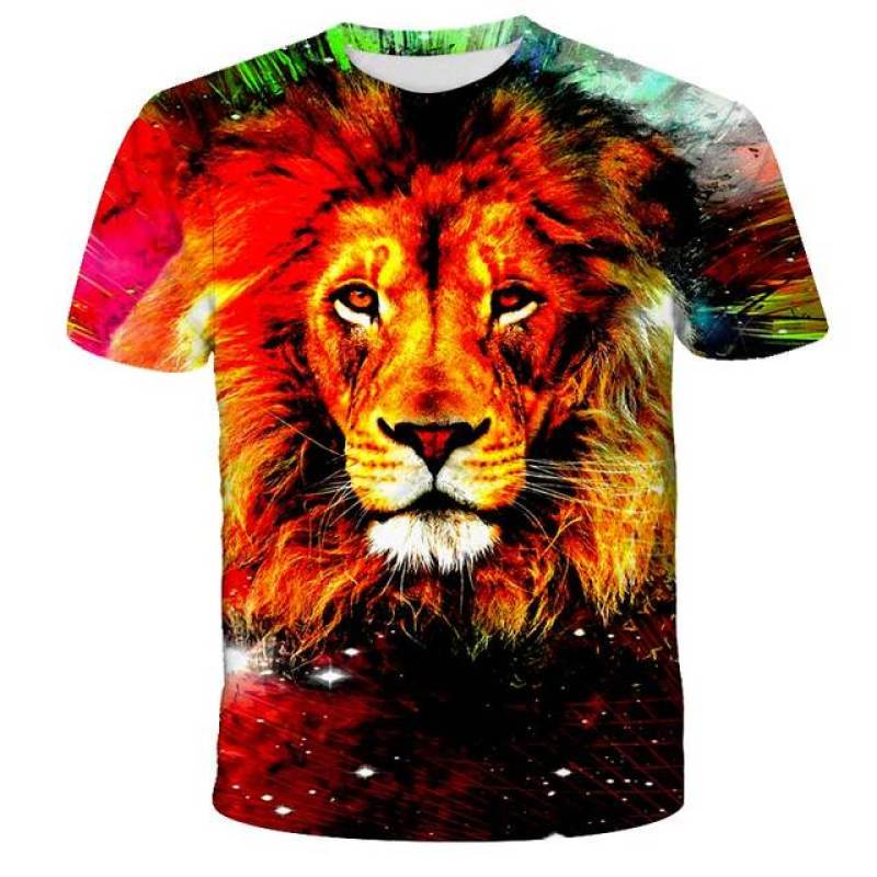 1-14 Years Children Short Sleeve T-Shirts Tiger Lion Animals Tshirt Baby Boys Girls Kids Summer Clothes Casual Oversized Tops