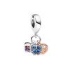 Pandora Two-Tone Rainbow Heart, Butterfly And Peace Three Charms Women Jewelry Accessories Silver 782572C01