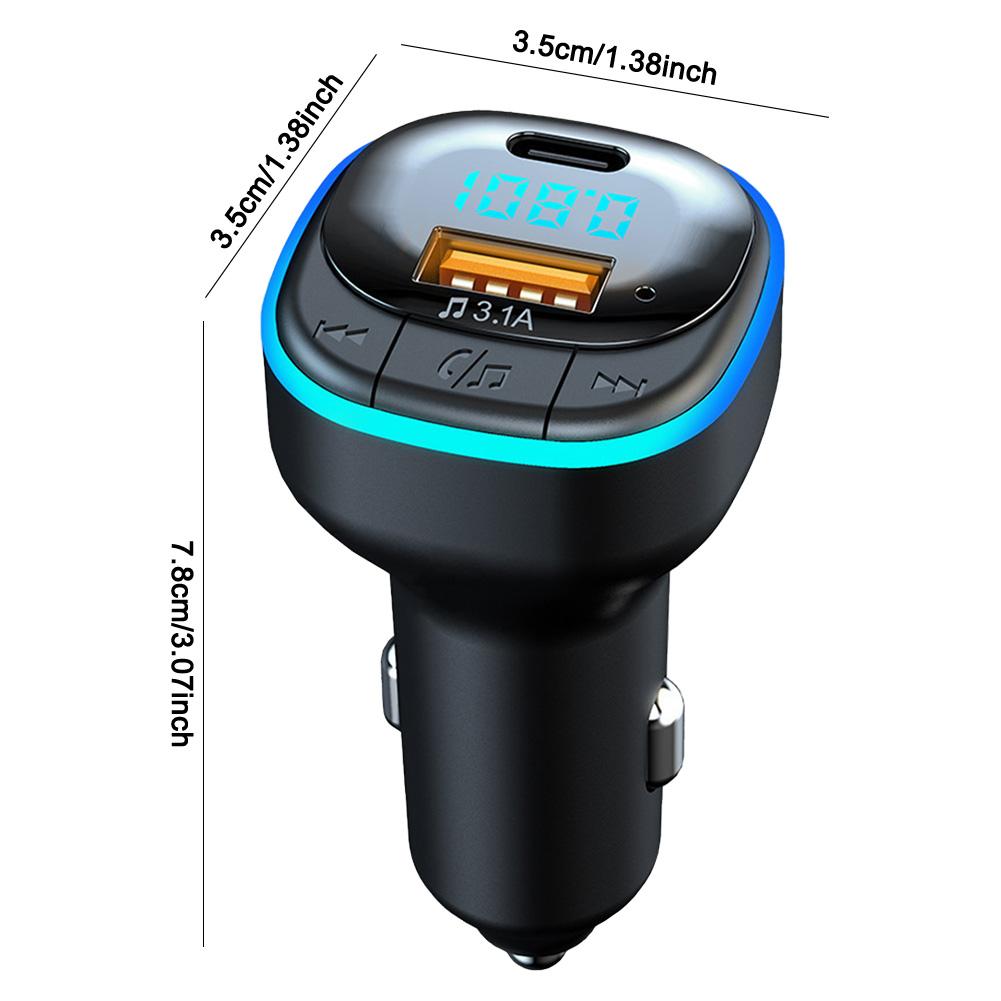 Bluetooth-Compatible 5.0 Car Phone Charger Fast Charging USB Type C Cigarette Lighter MP3 Music Player for Family Travel