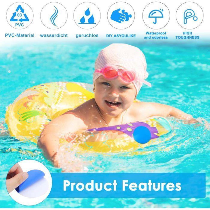 Kit 20 patches réparation piscine en PVC auto-adhésifs - bleu, répare piscines et produits gonflables