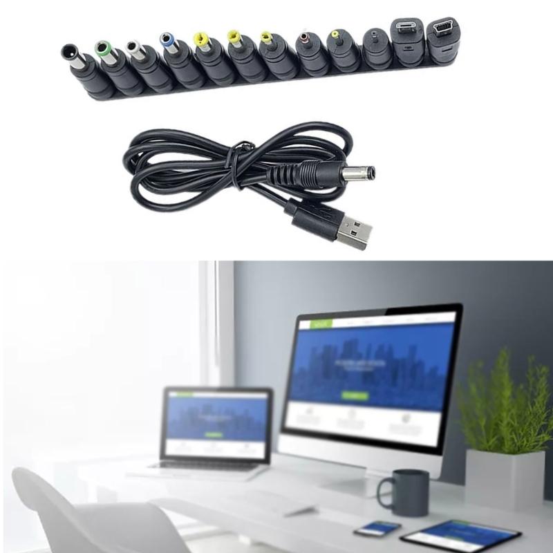 Кабель для зарядки USB на DC5.5x2.1мм 5В Универсальный кабель питания с 12 переходниками для различных электронных устройств