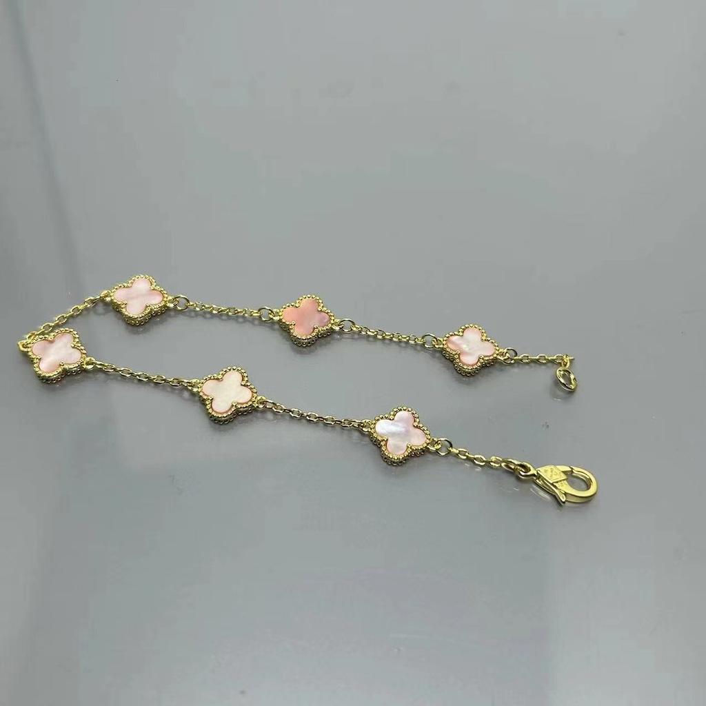 Высококачественный мини-браслет с четырёхлистным клевером из красного агата с шестью цветками, женский, знаменитость, элитный, женский браслет