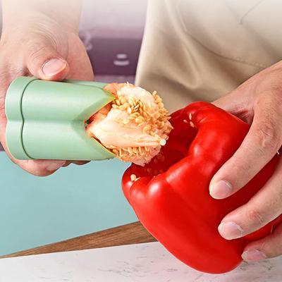 2-в-1 инструмент для удаления сердцевины из фруктов и перца, инструмент для удаления сердцевины из цветного перца, портативная кухонная утварь, многоразовый инструмент для удаления сердцевины из фруктов и овощей
