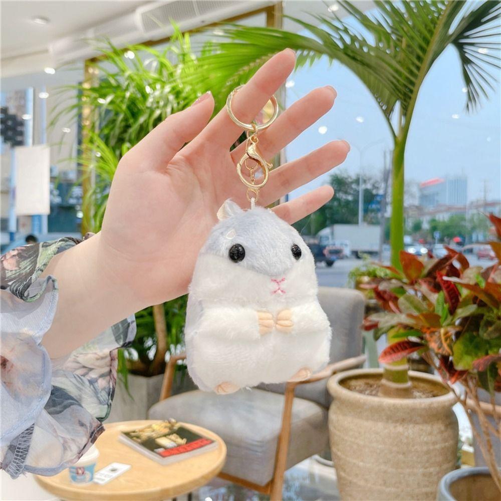 Cute Hamster Doll Keychain Cartoon School Bag Keychain Creative Plush Key Ring Men Women
