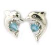 [M7110] - Aquamarine 'Tendres Dauphins' Silver Earrings