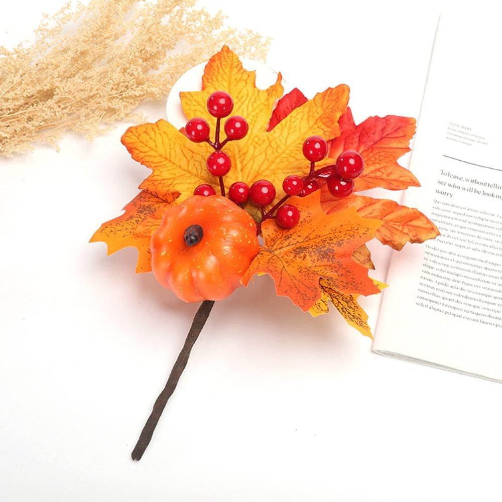 Autumn Decoration Christmas Home Fall Berry Stem Faux Branches Fake Pumpkin Artificial Maple Leaves