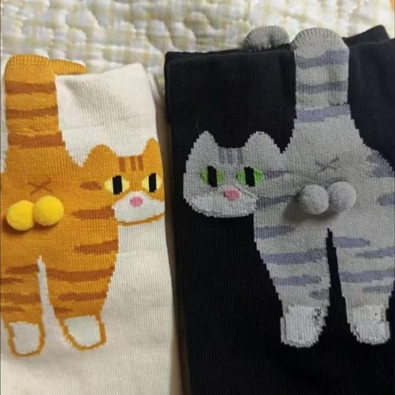 10 Pairs Gifts for Cat Lovers Funny Cartoon Cat Socks Breathable Comfortable Women's Cotton Socks