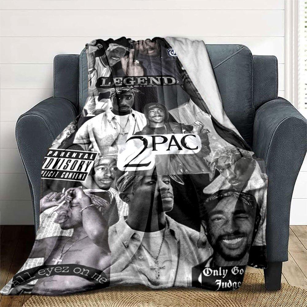 1 шт. Плед в стиле Hip Hop 2Pac, Мягкий, Легкий, Для всех сезонов, Многоцелевой плед для дивана, кровати, офиса и пикников, Французский стиль с культовыми обложками альбомов и цитатами