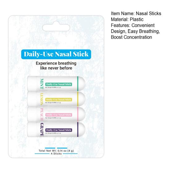 4 шт. назальные палочки ароматерапевтические ингаляторы для улучшения фокусировки легкое дыхание портативные эфирные масла с мятой эвкалиптом ментолом назальный ингалятор