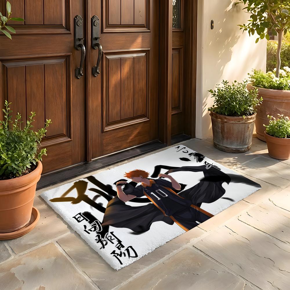 Floor Mat Soft Flannel Rug Non Slip Absorbent Mat for Bathroom Bedroom Home Decor Hot blooded Anime H Haikyuu