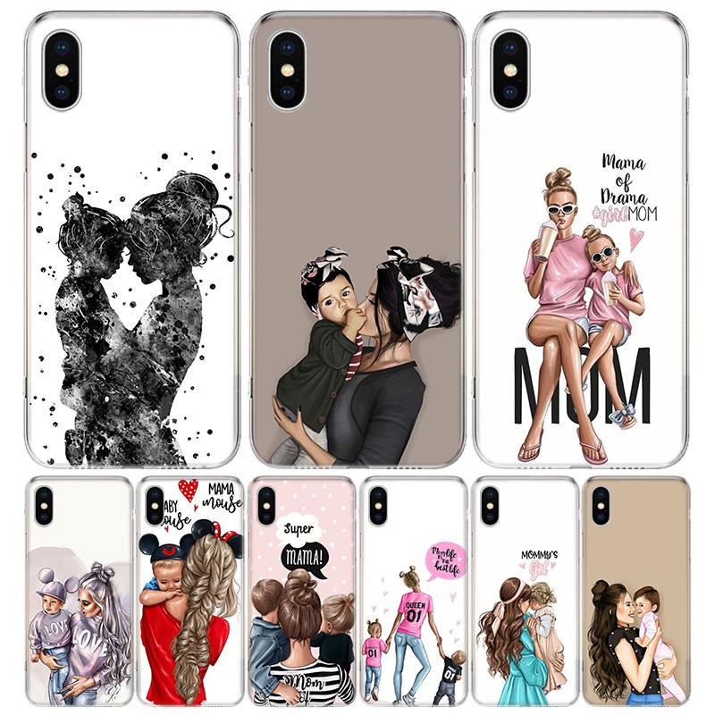 Мама Малышка Девочки Для iPhone 17 Air 16 15 14 Plus 13 Mini 12 11 Pro Max Чехол для телефона 16E 7 Печать 8 SE Fundas Чехол Мягкий Coque 16 15 1
