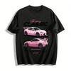 Футболка с принтом спортивного автомобиля Cherry Classic JDM Pink для поклонников автогоночной культуры Уличная одежда Футболка из чистого хлопка