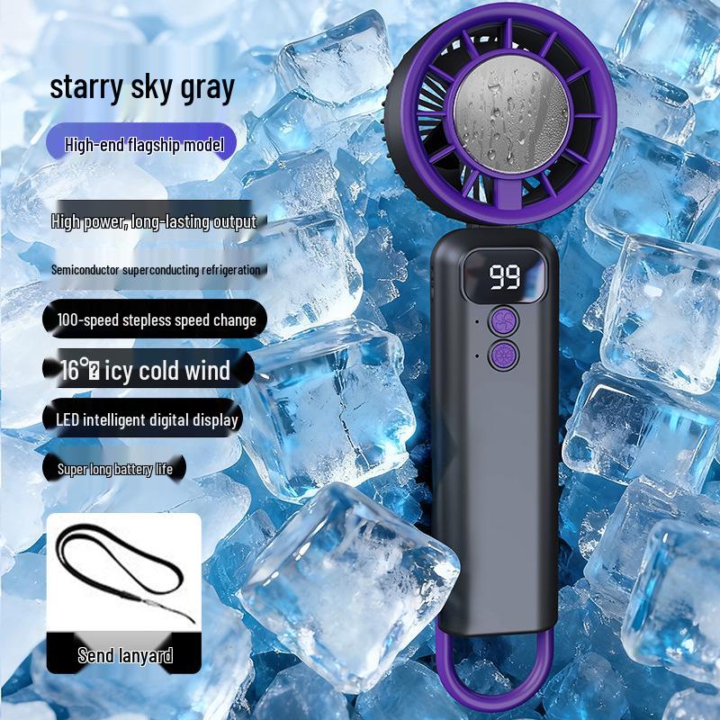 2026 Rechargeable High-Speed Mini Cooling Fan with Digital Display - Portable USB Handheld Ice Pack Fan