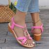 Women's Summer Shoes 2024 Solid Color Wedge Sandals Women New Non-Slip Casual Shoes Woman Fashion Metal Platform Sandalias Mujer