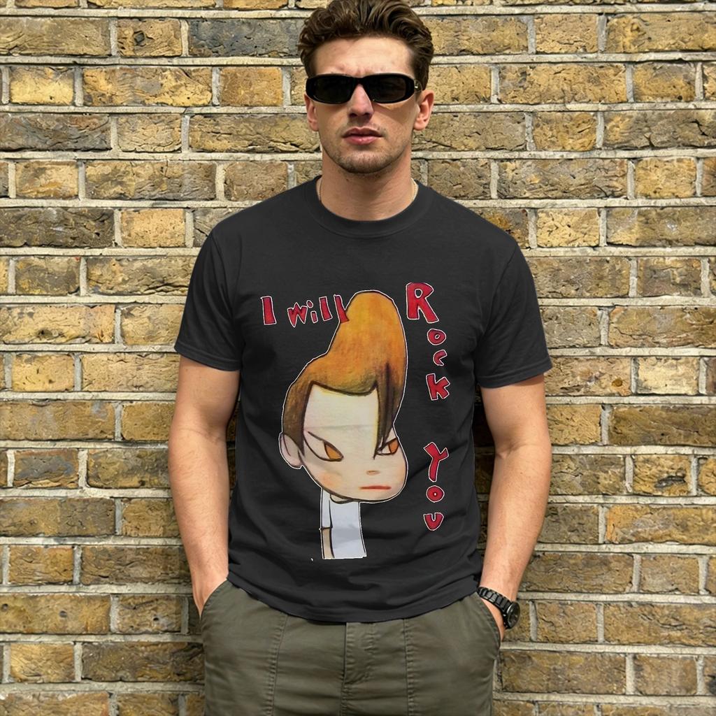 Yoshitomos Nara Pure Cotton T Shirt For Mens Summer Aesthetic Tshirts O Neck Fashion Tee Shirt Oversized Clothing