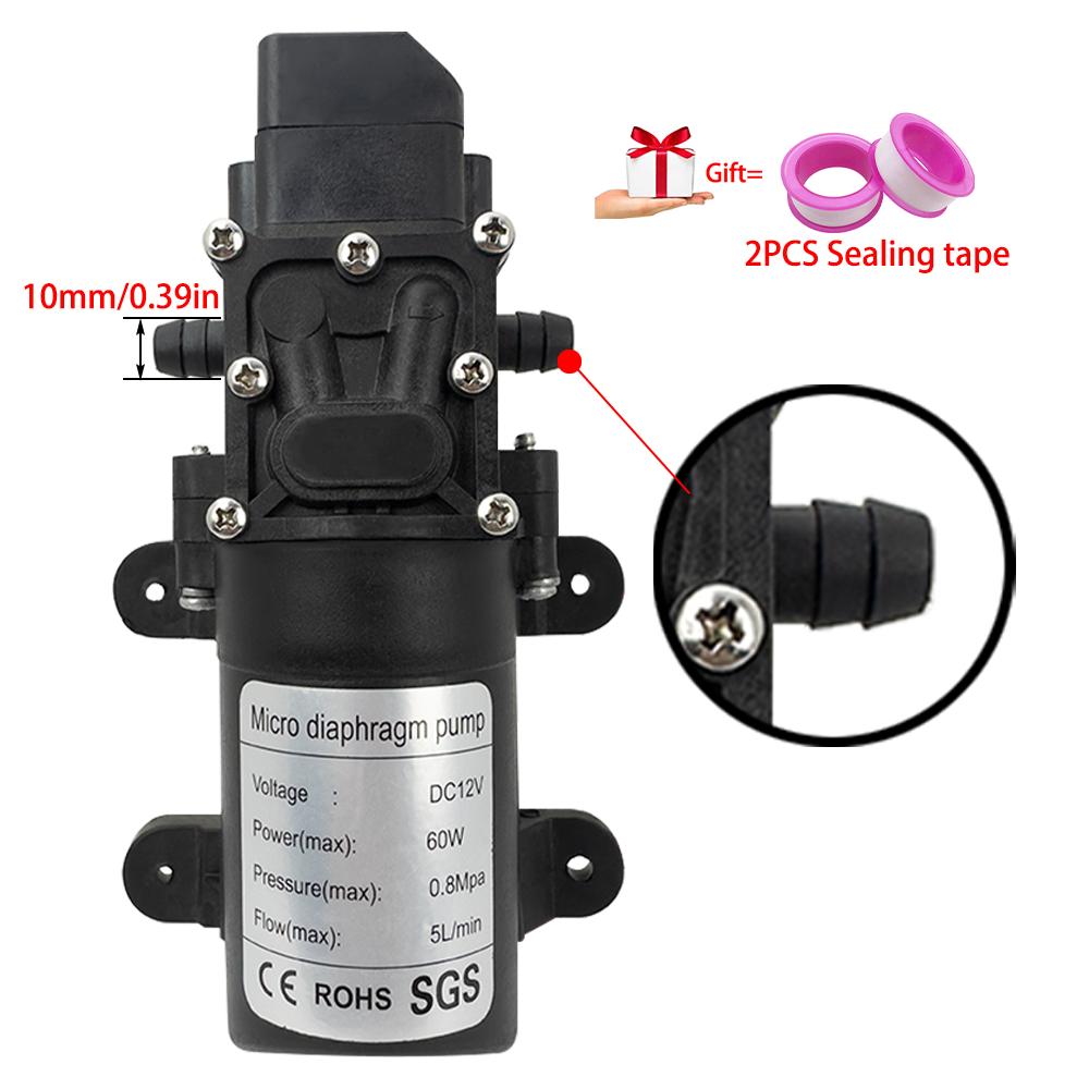 DC12V 120PSI 60W 5L/Min High Pressure Diaphragm Pump Mini Electric Self-priming Pump Water Washing Machine Pesticide Spraying