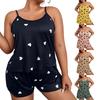 Женский домашний костюм большого размера, топ без рукавов с круглым вырезом и шорты