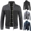 Casual Men Autumn Zip Thick Knitted Sweater Pockets Warm Slim Cardigan Coat