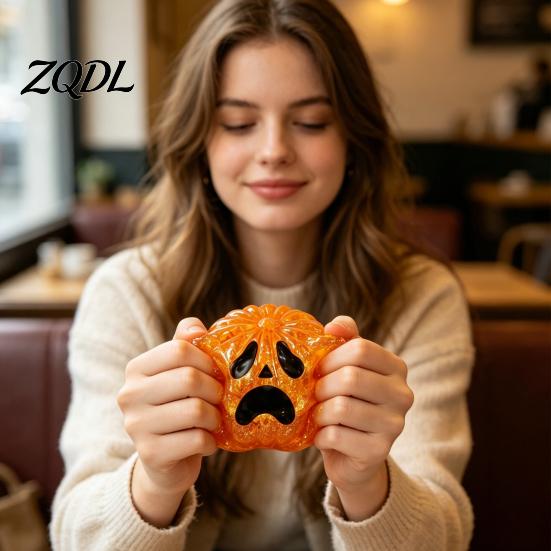 Adult Stress Reduction Toy Halloween Ghost Bun Ball, Slow Rising Soft TPR Fidget Desktop Decoration for Anxiety Relief, Cute Spooky Squeeze in Steamer