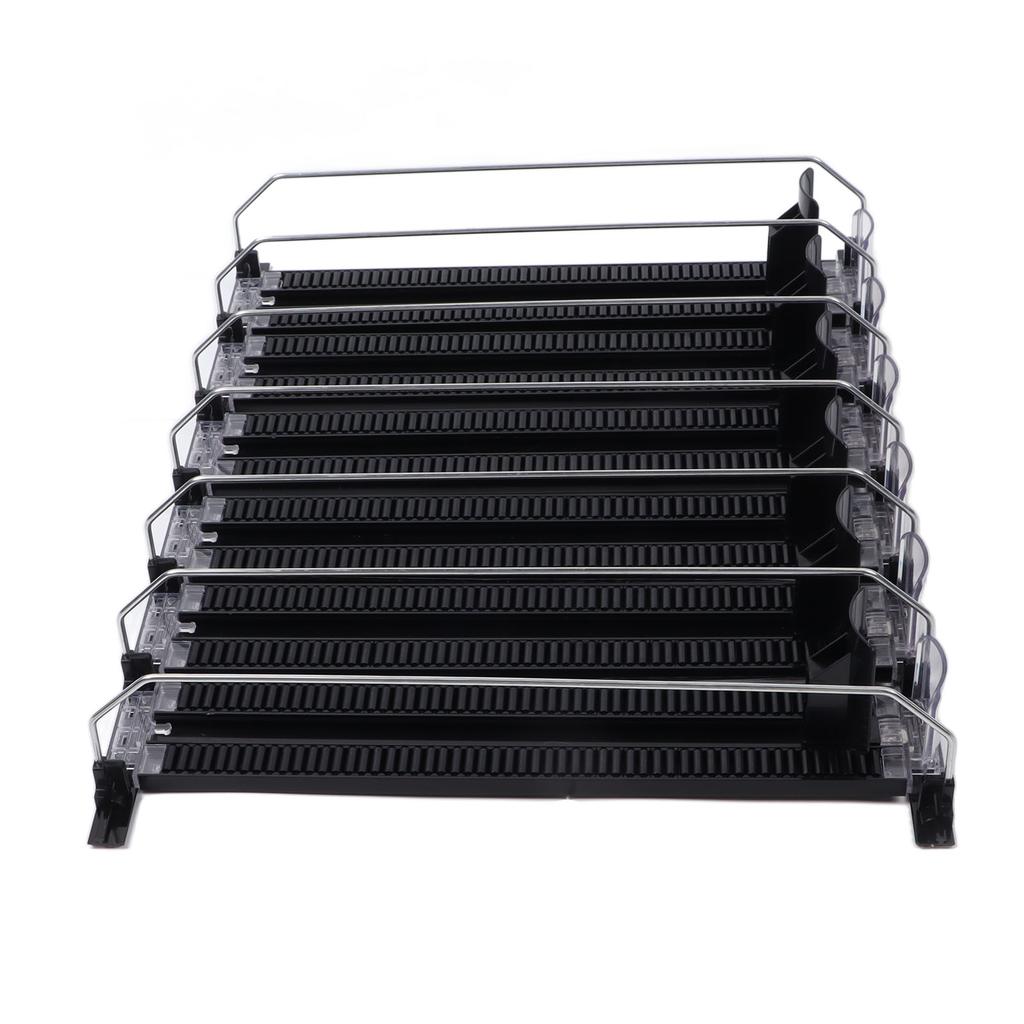 Self Pushing Drink Holder 6 Rows Adjustable Width Spring Loaded Easy Slide Large Capacity 15in Fridge Drink Dispenser