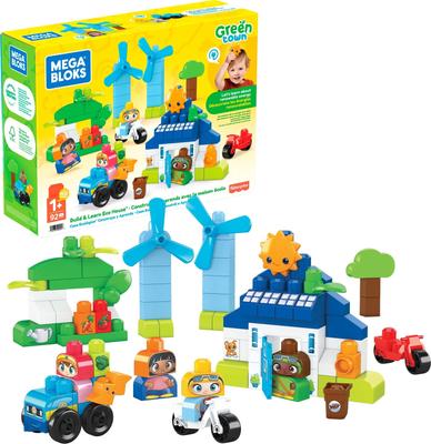 Mega Bloks Green Town Натуральная энергия и Эко-дом Набор транспортного средства и дома [Набор блоков] [Детали блоков]: [88 штук] [Для возраста от 1 года] HCG36