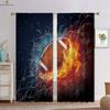 Вода, огонь, футбол, баскетбол, крутые принтованные шторы, подходящие для спальни, гостиной, кухни, декоративные шторы, 2 шт.