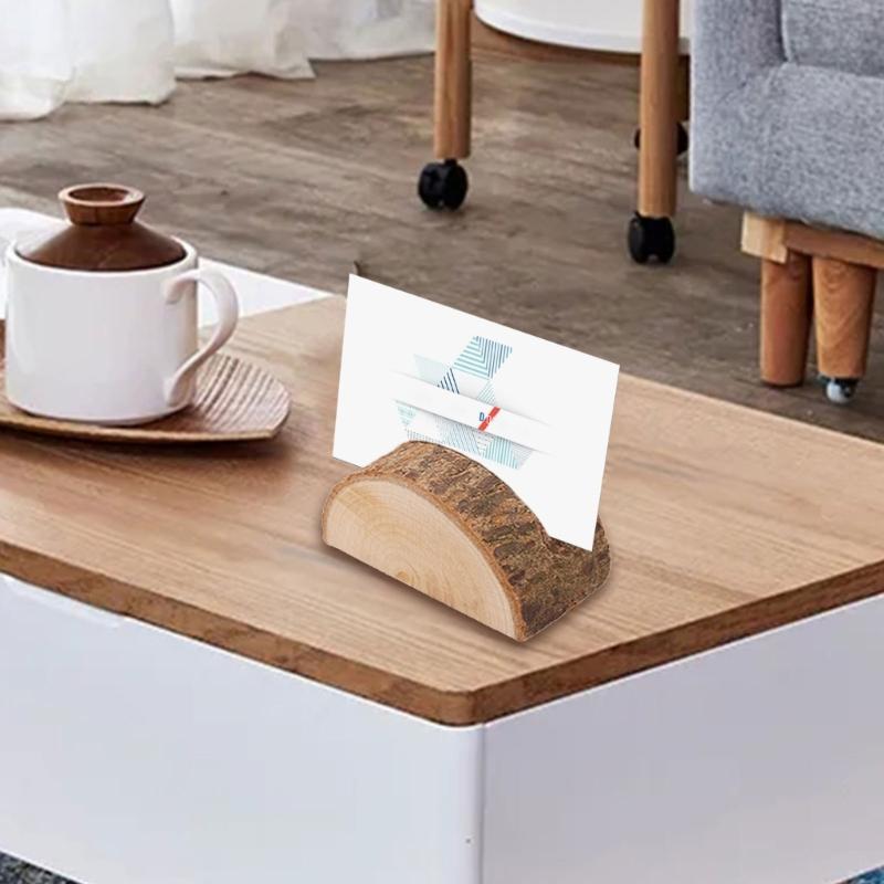 20Pcs Wood Table Number Holders Stand Wood Name Card Holders Wood Name Cards Food Label Memos Photo Holders for Wedding