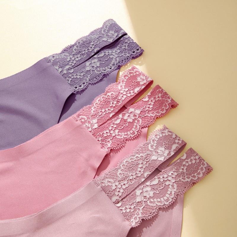 Sexy Belt Panty for Low-Waist Ice Silk Seamless Lingerie Lace Traceless Briefs Low-Waist Underwear Soft and Comfortable