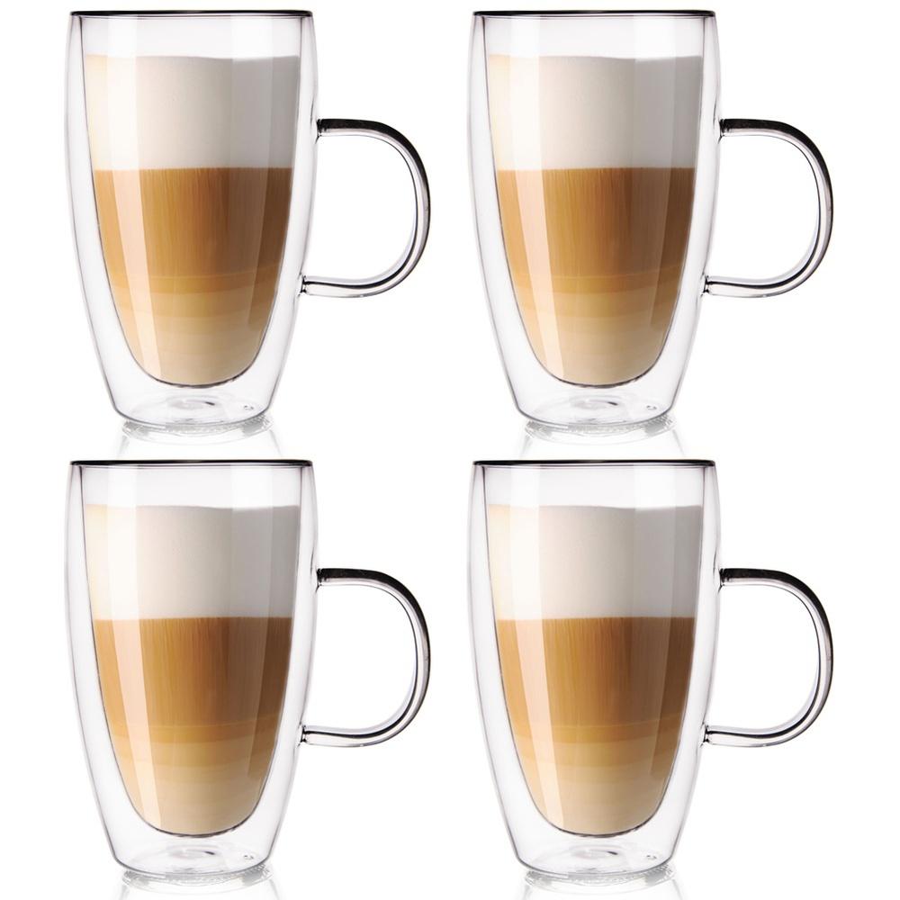 Double-walled thermal glass for latte coffee DOUBLE 430 ml 4 pcs.