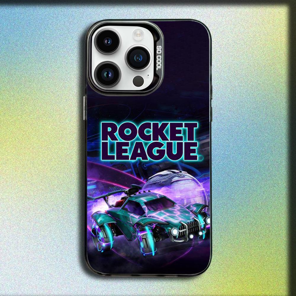 Игровой чехол R-Rocket League для iPhone 16,15,14,13,12,11,Mini,Pro,SE,MAX Серый Матовый Силиконовый Черный Чехол