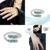 Elegant Adjustable Geometric Copper Ring With Teal Blue Resin And Zircon Embellishments