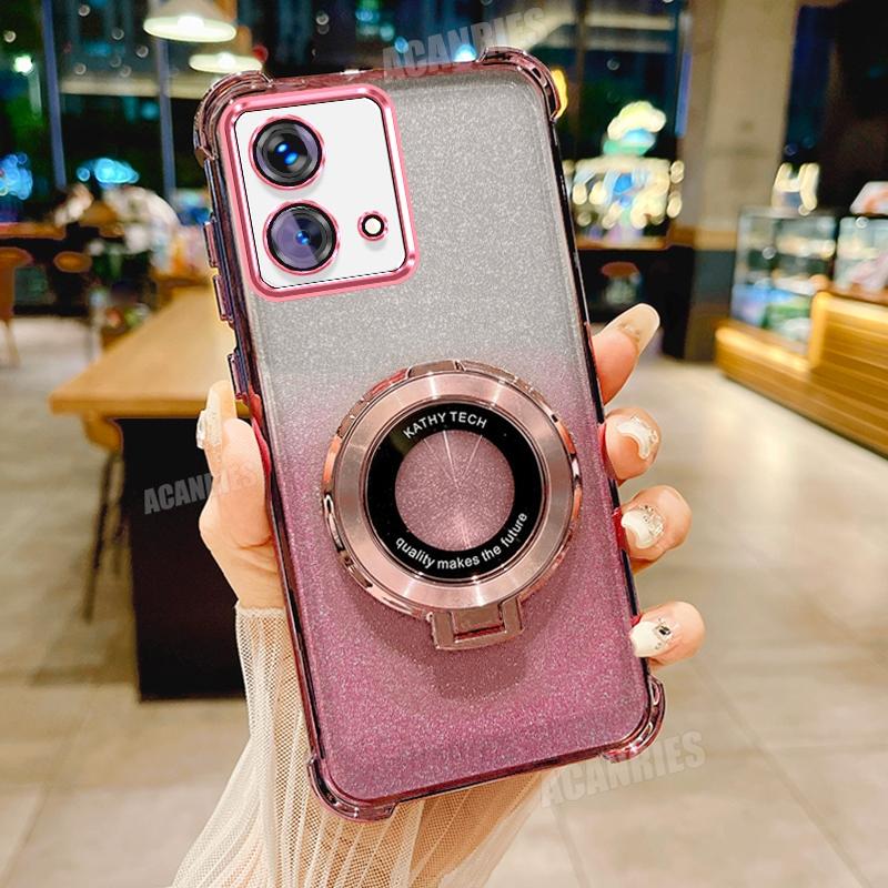 Motog84 Роскошный чехол-держатель с градацией покрытия для Motorola Moto G84 G54 5g G52 G82 G30 G20 G10 Противоударный силиконовый чехол-подставка